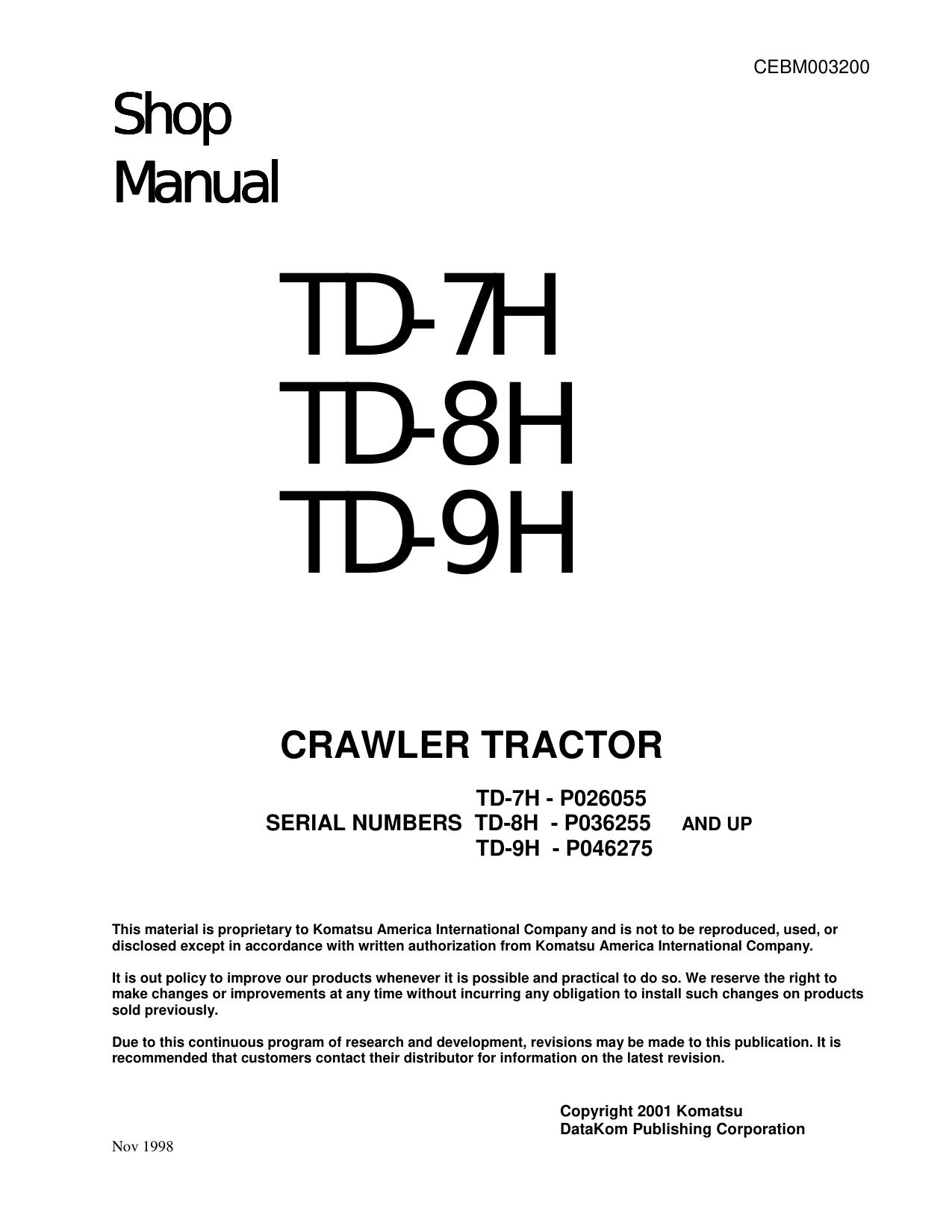 TD-7H TD-8H TD-9H Shop Manual